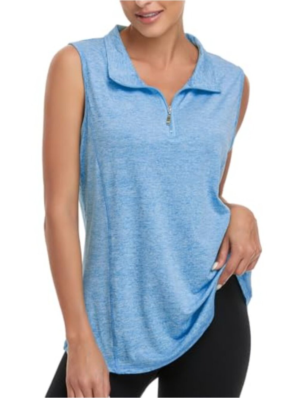 Women's Zip Up Sleeveless Athletic Tank Top Quick Dry Golf Workout Shirt